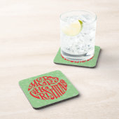 メリークリスマスタイポグラフィめでたい挨拶 コースター (右側)