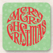メリークリスマスタイポグラフィめでたい挨拶 コースター (正面)