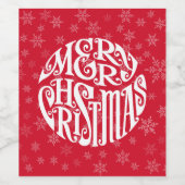 メリークリスマスタイポグラフィめでたい挨拶 ワインラベル (シングルラベル)