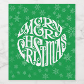 メリークリスマスタイポグラフィめでたい挨拶 ワインラベル (シングルラベル)