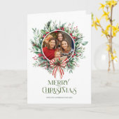 メリークリスマスタイポグラフィカスタム写真 カード (黄色い花)