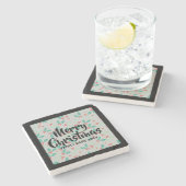 メリークリスマスタイポグラフィクリスマス ストーンコースター (横)