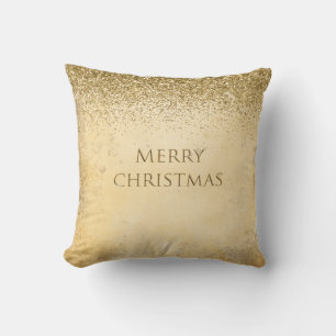 メリークリスマスタイポグラフィグリッター エレガント クッション