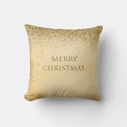 メリークリスマスタイポグラフィグリッター エレガント クッション (正面)