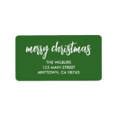 メリークリスマスタイポグラフィグリーン差出人住所 ラベル (正面)