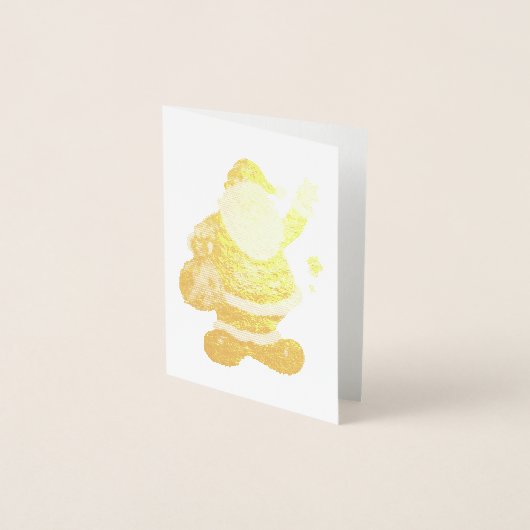 メリークリスマスタイポグラフィゴールドフォイルサンタクロース 箔カード (正面)