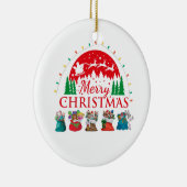 メリークリスマスタイポグラフィサンタ文字 セラミックオーナメント (右)