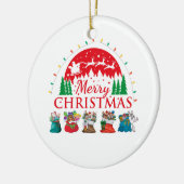 メリークリスマスタイポグラフィサンタ文字 セラミックオーナメント (左)