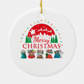 メリークリスマスタイポグラフィサンタ文字 セラミックオーナメント (裏面)