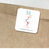 メリークリスマスタイポグラフィシンプルのライトカラー スクエアシール