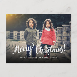 メリークリスマスタイポグラフィスクリプトホリディフォト シーズンポストカード