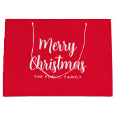 メリークリスマスタイポグラフィスクリプト名テンプレート ラージペーパーバッグ (正面)