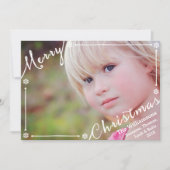 メリークリスマスタイポグラフィスノーフレークホリデーフォト シーズンカード (正面)