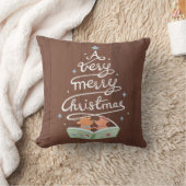 メリークリスマスタイポグラフィトナカイ装飾用クッション クッション (ブランケット)