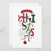 メリークリスマスタイポグラフィノンフォトクリスマス休日 シーズンカード (正面/裏面)