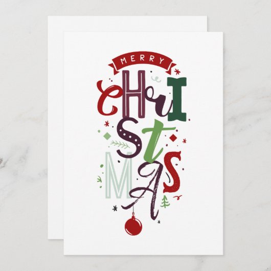 メリークリスマスタイポグラフィノンフォトクリスマス休日 シーズンカード (正面/裏面)