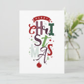 メリークリスマスタイポグラフィノンフォトクリスマス休日 シーズンカード (スタンド正面)