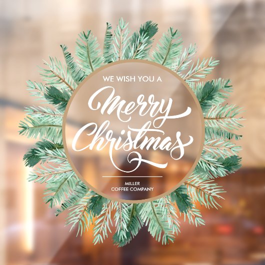 メリークリスマスタイポグラフィパインリース ウィンドウサイン (シート2)