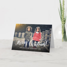 メリークリスマスタイポグラフィパーソナライズされた写真 シーズンカード