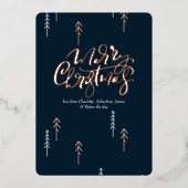 メリークリスマスタイポグラフィパーソナライズされた写真 箔シーズンカード (正面)