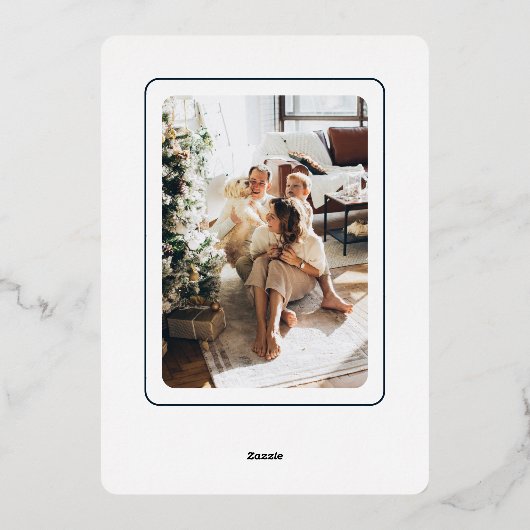 メリークリスマスタイポグラフィパーソナライズされた写真 箔シーズンカード (裏面)