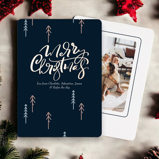 メリークリスマスタイポグラフィパーソナライズされた写真 箔シーズンカード