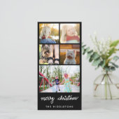 メリークリスマスタイポグラフィファイブフォトコラージュ シーズンカード (スタンド正面)