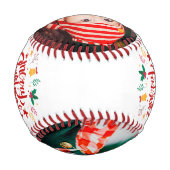 メリークリスマスタイポグラフィファミリーキッズ写真 野球ボール (裏面)