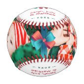 メリークリスマスタイポグラフィファミリーキッズ写真 野球ボール (正面)