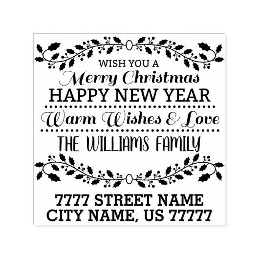 メリークリスマスタイポグラフィファミリー差出人住所 セルフインキングスタンプ (デザイン)