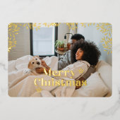 メリークリスマスタイポグラフィフォトカード 箔シーズンカード (正面)