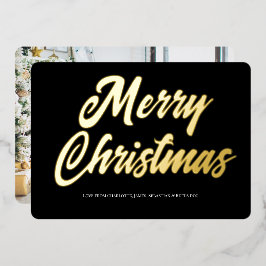 メリークリスマスタイポグラフィフォトカード 箔シーズンカード