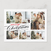 メリークリスマスタイポグラフィフォトコラージュ ポストカード (正面)