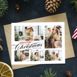 メリークリスマスタイポグラフィフォトコラージュ ポストカード