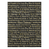 メリークリスマスタイポグラフィブラック&金ゴールドグリッター テーブルクロス (正面)