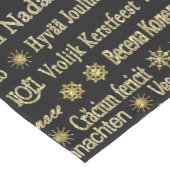 メリークリスマスタイポグラフィブラック&金ゴールドグリッター ミディアムテーブルランナー (コーナー)