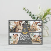 メリークリスマスタイポグラフィホリデーフォトカード サンキューカード (スタンド正面)