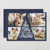 メリークリスマスタイポグラフィホリデーフォトカード サンキューカード (正面/裏面)