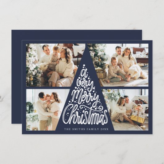 メリークリスマスタイポグラフィホリデーフォトカード サンキューカード (正面/裏面)