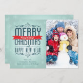 メリークリスマスタイポグラフィホリデーフォトカード シーズンカード (正面/裏面)