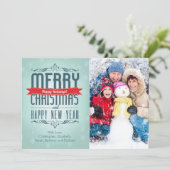 メリークリスマスタイポグラフィホリデーフォトカード シーズンカード (スタンド正面)