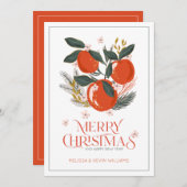 メリークリスマスタイポグラフィホリデーフルーツブーケ シーズンカード (正面/裏面)