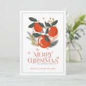 メリークリスマスタイポグラフィホリデーフルーツブーケ シーズンカード (スタンド正面)