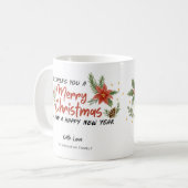 メリークリスマスタイポグラフィホリデーボタニカル コーヒーマグカップ (正面左)