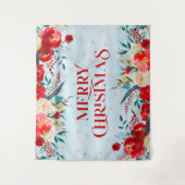 メリークリスマスタイポグラフィボホ縁ど花 タペストリー (正面)