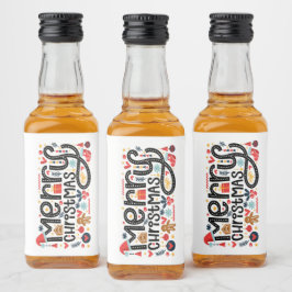 メリークリスマスタイポグラフィミニ リキュールボトルラベル