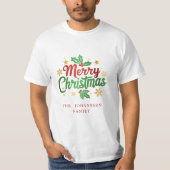 メリークリスマスタイポグラフィモダンファミリーマッチング Tシャツ (正面)
