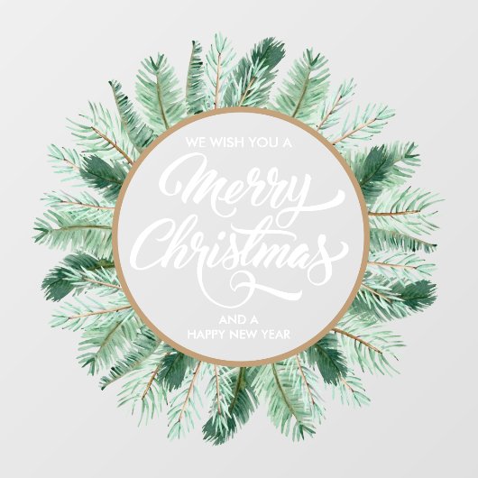 メリークリスマスタイポグラフィリース ウィンドウサイン (シート)