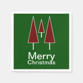 メリークリスマスタイポグラフィレッドグリーンパインツリーズ スタンダードカクテルナプキン (正面)