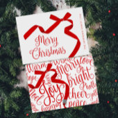 メリークリスマスタイポグラフィレッドボウ シーズンカード